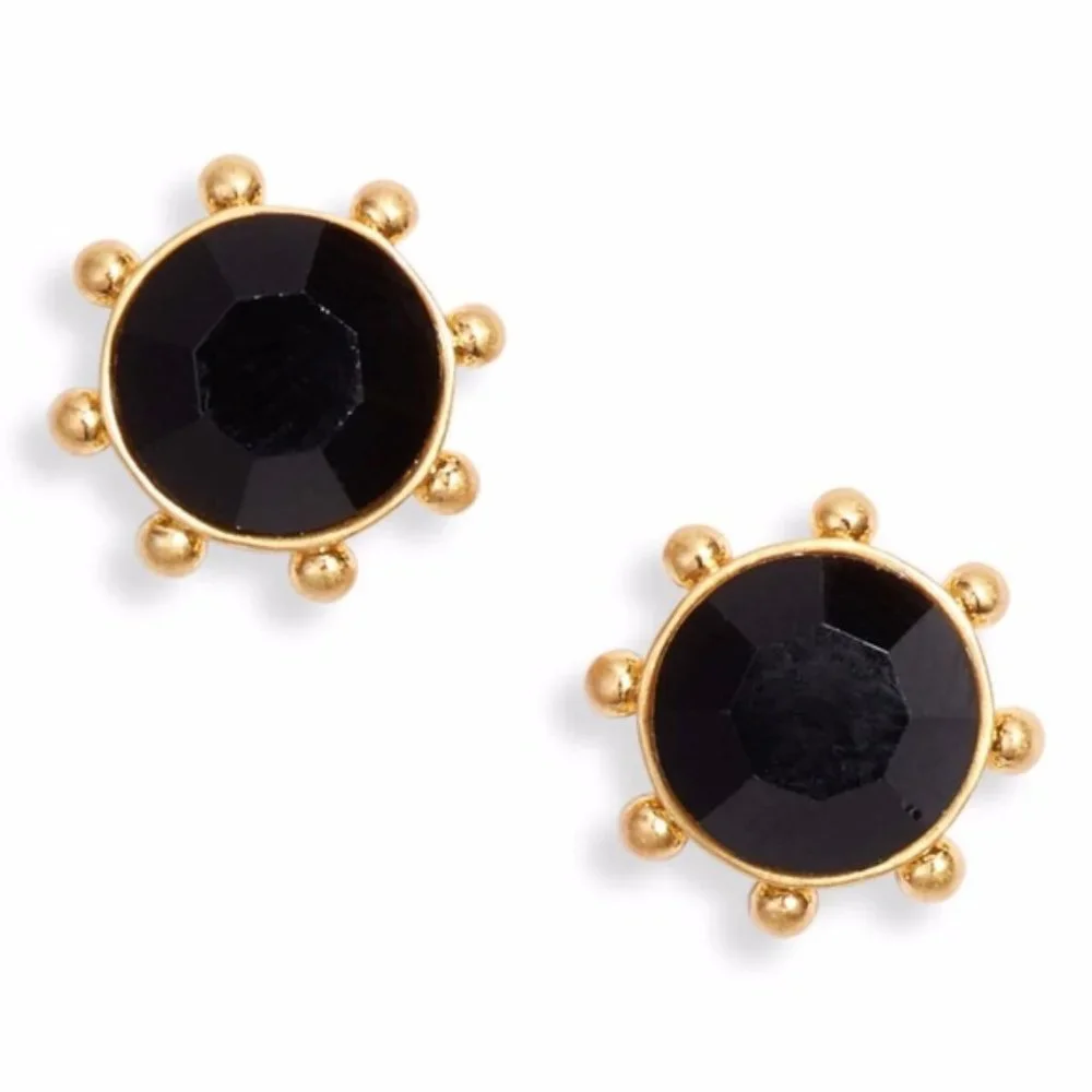 🖤 NEW Kate Spade Jet Flying Colors Bezel Stud Earrings